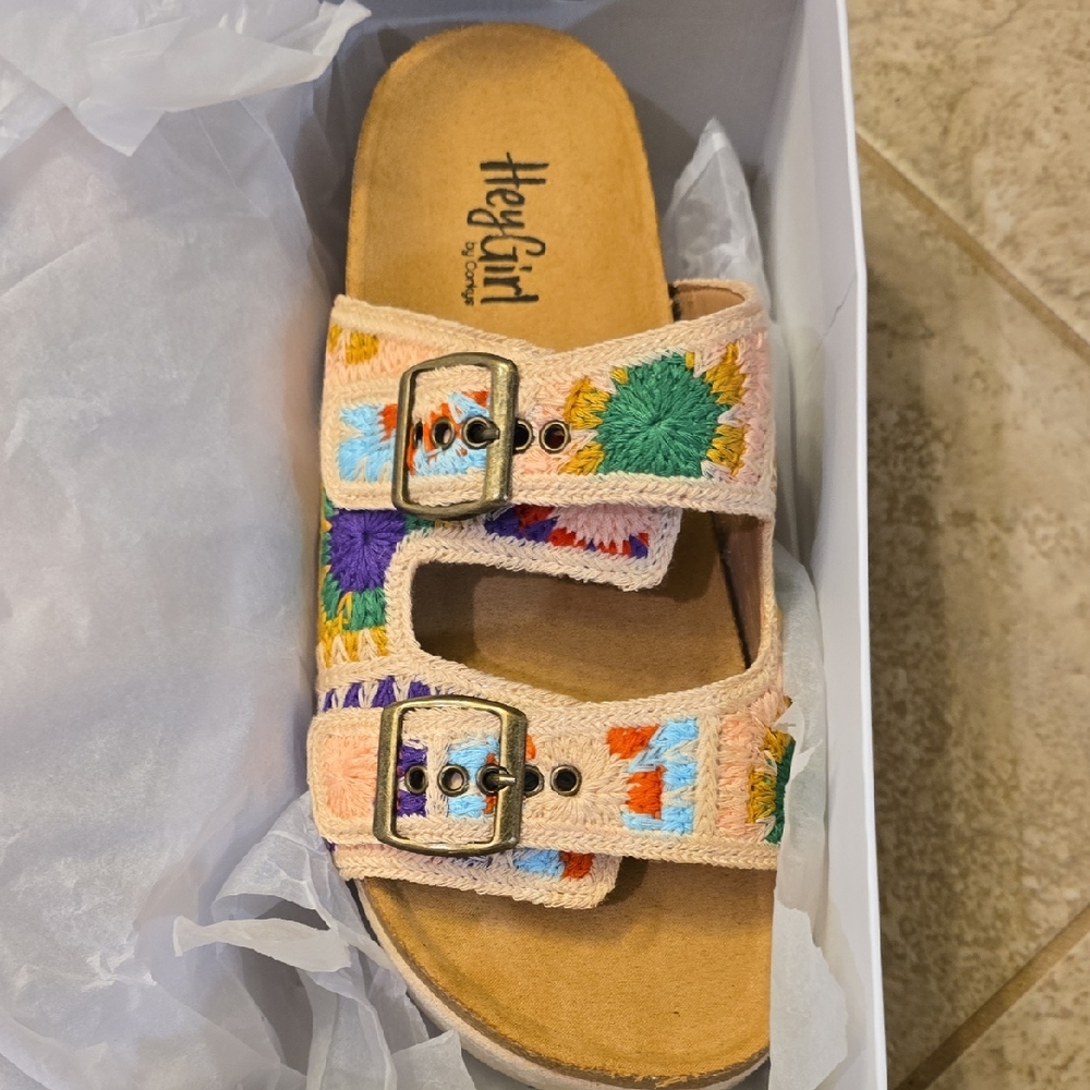 Hey Girl Embroidered Sandals